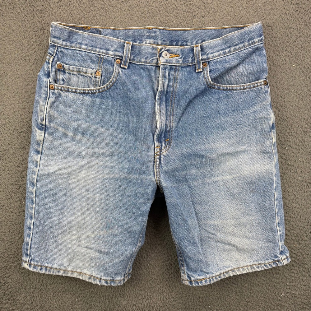Levis 505 Regular Fit Mens Denim Jean Shorts Blue Size 34 Cotton Made in Mexico